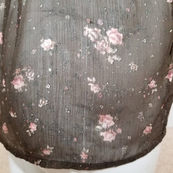 Mudd top Medium floral print sheer sleeeveless crochet lace embellished boho - Picture 5 of 11